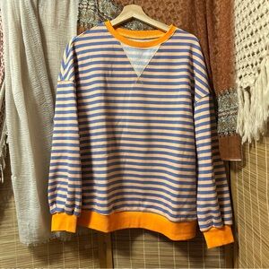 Striped Orange and Blue Oversized Sweatshirt